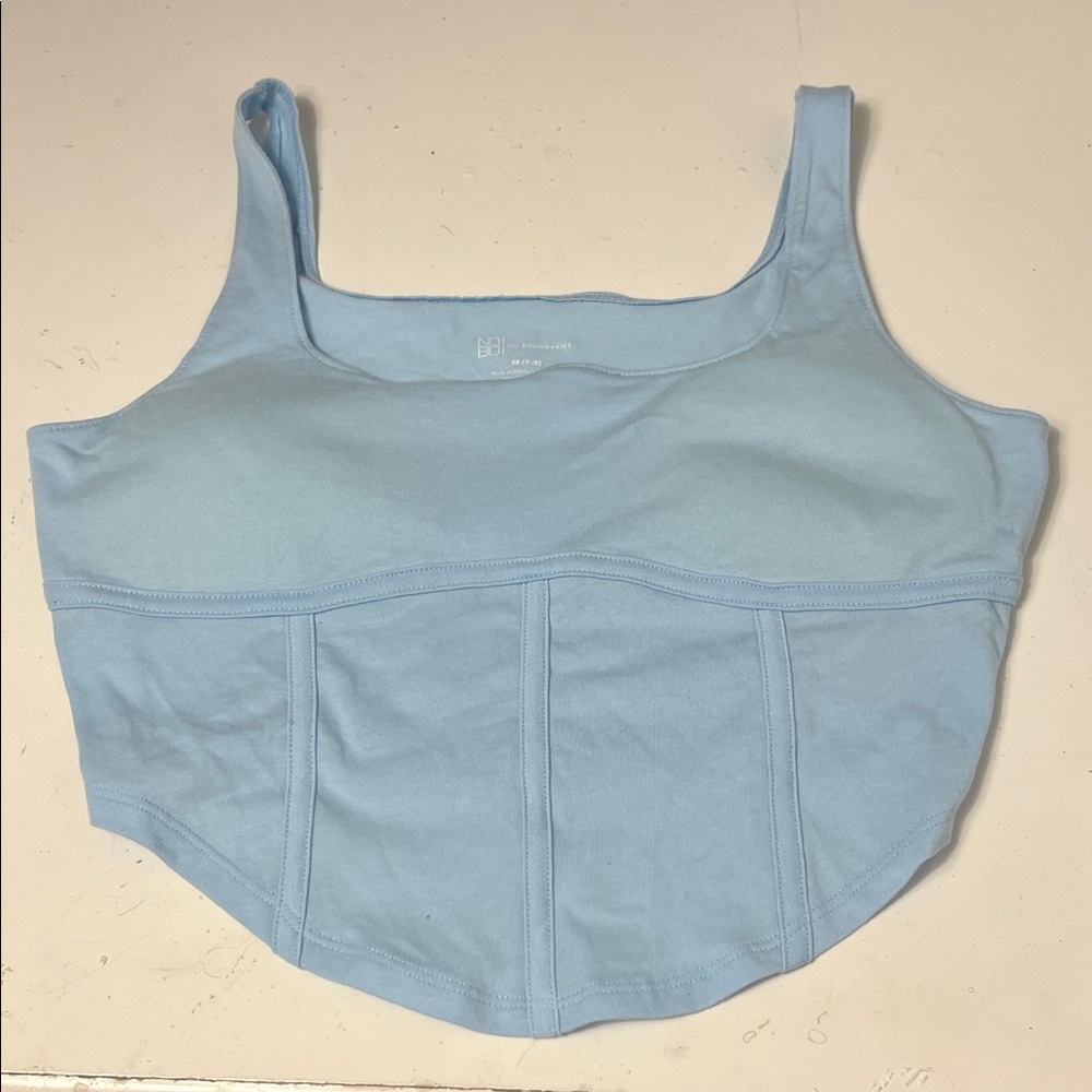 No Boundaries Medium Blue Corset Style Cropped Tank Top